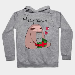 Merry Xmas! Sloth and Cat Hoodie